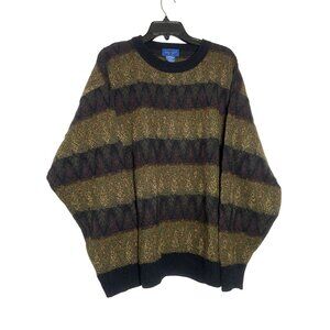 Vintage Towncraft XL Crewneck Sweater Multicolor Striped Acrylic